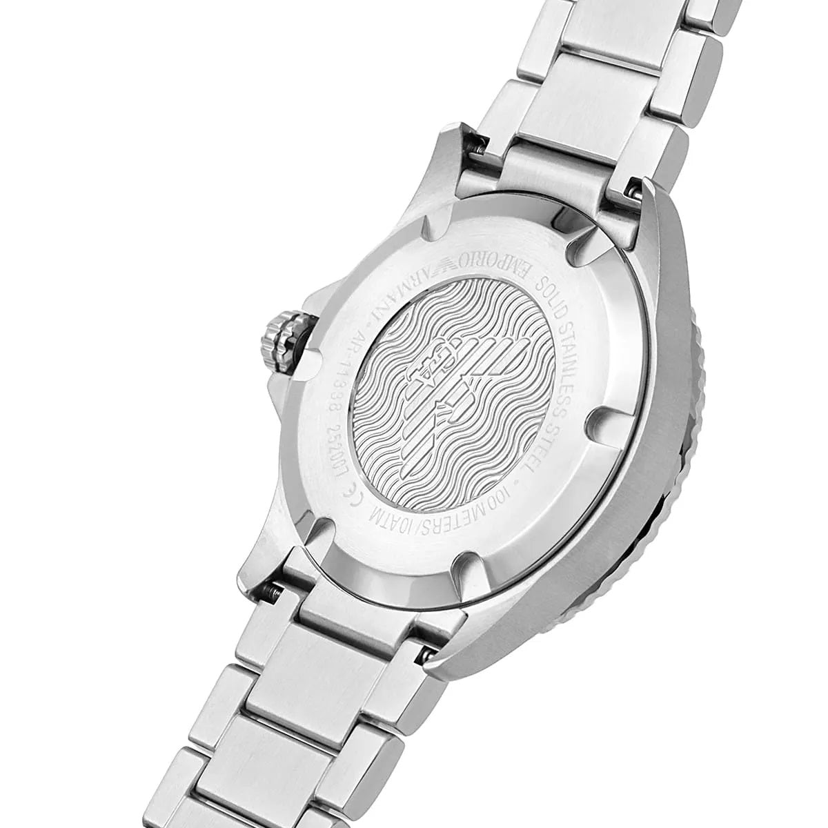 Emporio Armani AR11338 silver diver watch back view
