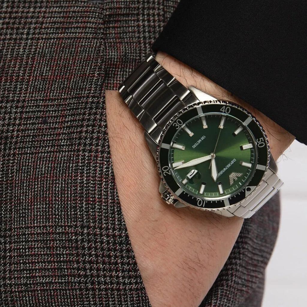 Emporio Armani AR11338 watch on wrist daily wear look