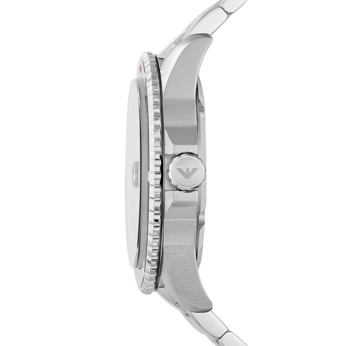 Emporio Armani AR11339 silver diver watch side profile
