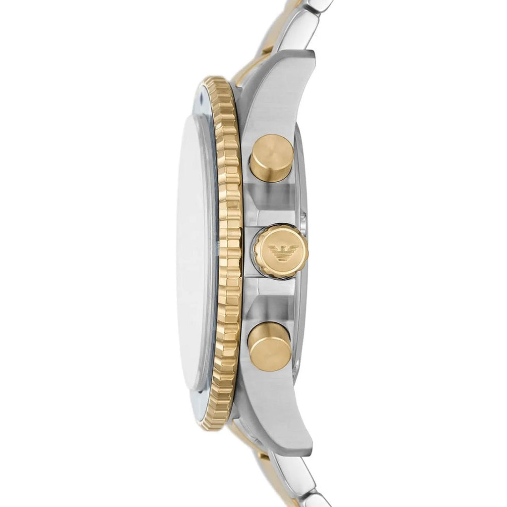 Emporio Armani AR11362 two-tone watch side profile