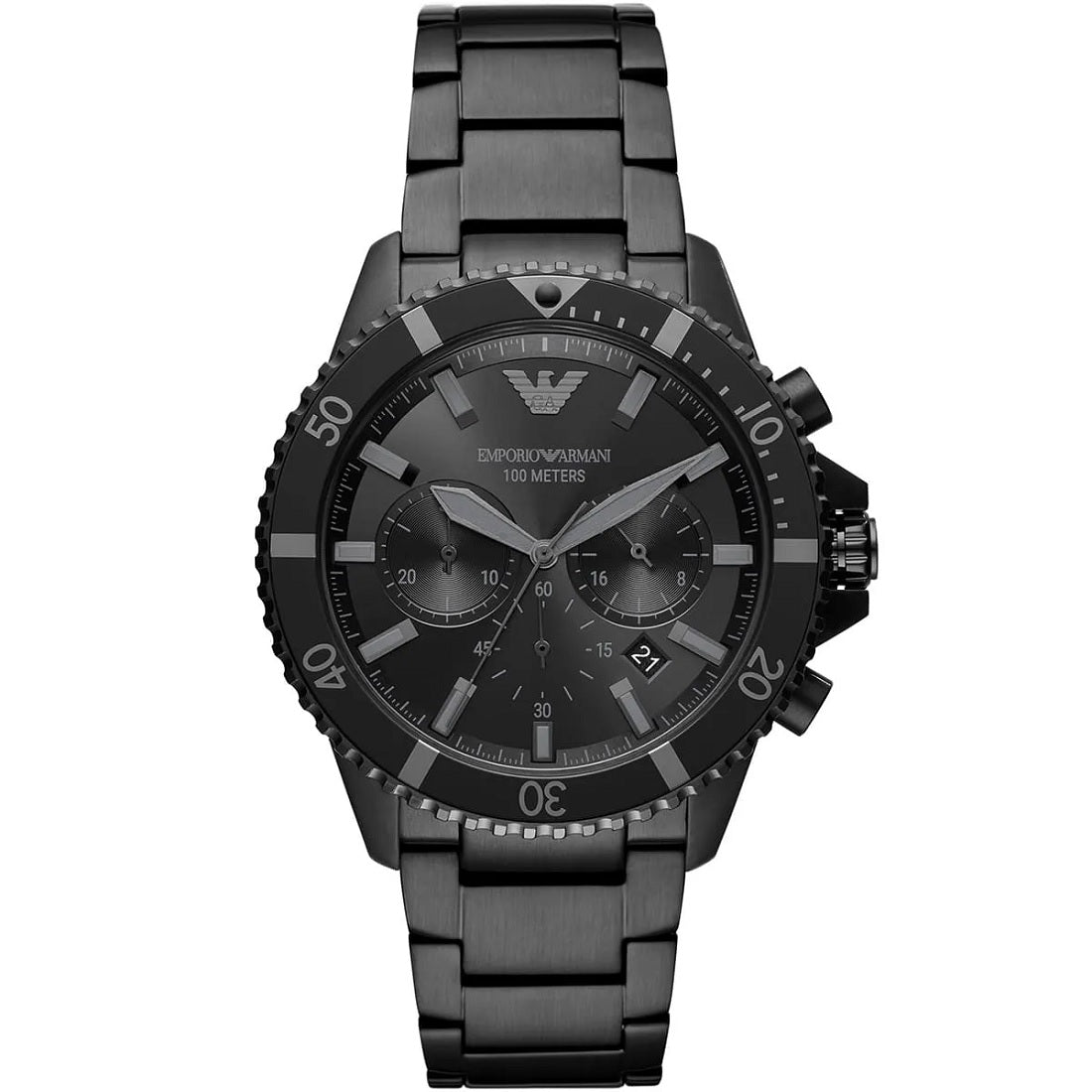 Emporio Armani AR11363 Diver all black watch front view