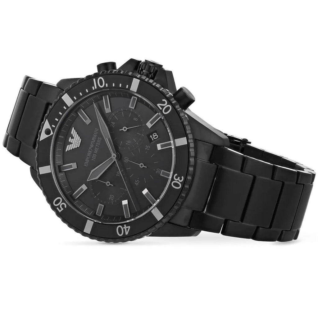 Emporio Armani AR11363 men’s diver watch with black strap and black dial