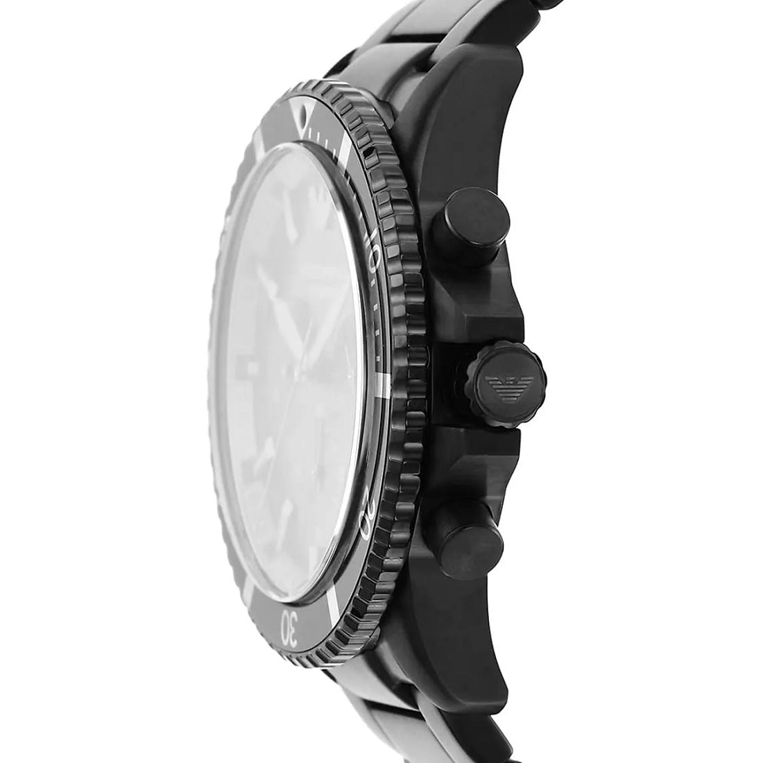 Emporio Armani AR11363 black diver watch side profile