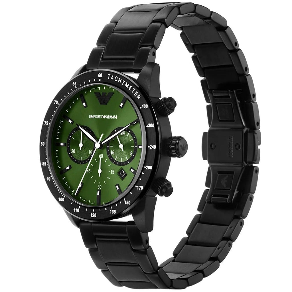 Emporio Armani AR11472 green dial close-up
