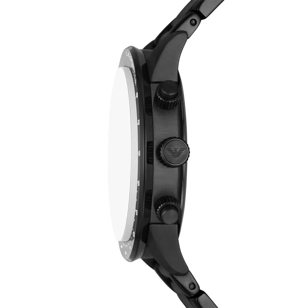 Emporio Armani AR11472 black strap watch side profile