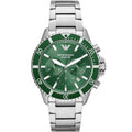 Emporio Armani AR11500 Diver men’s watch with green dial and silver stainless steel bracelet