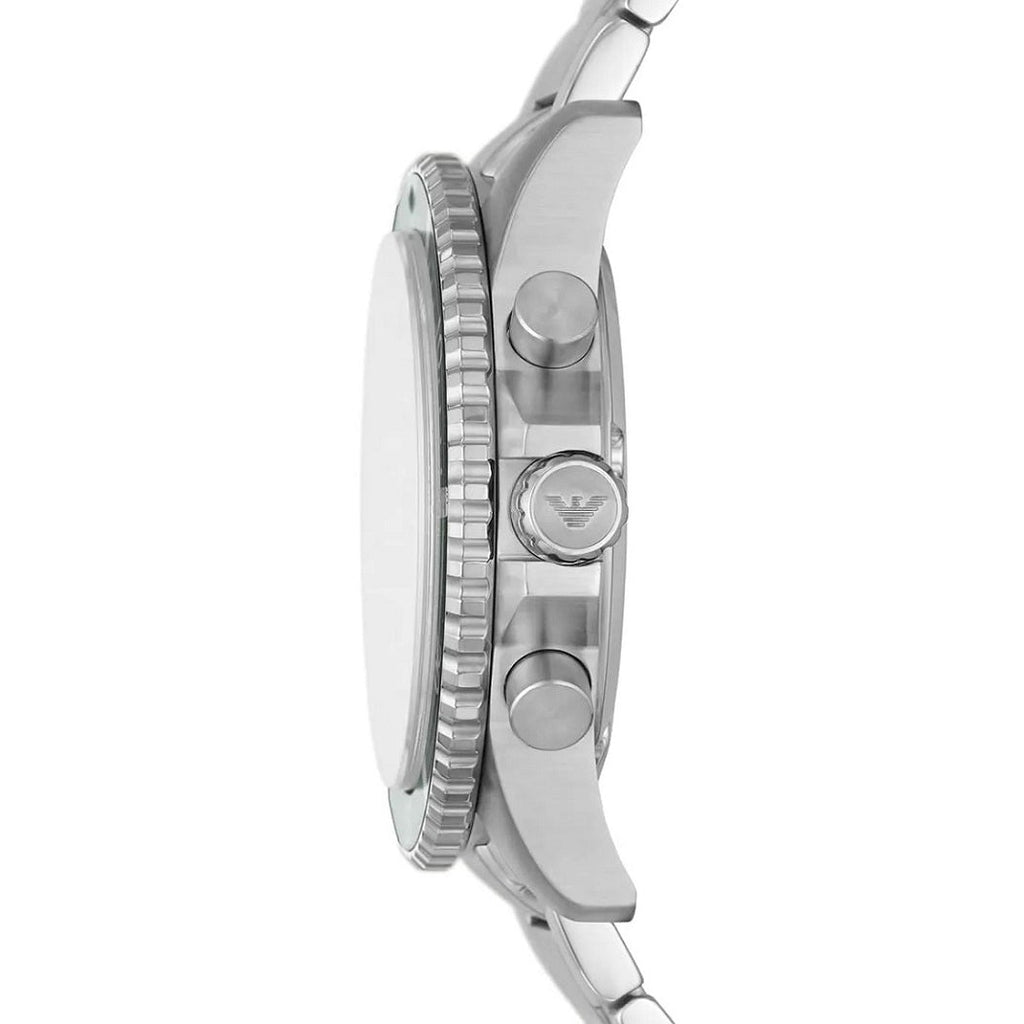 Emporio Armani AR11500 watch side profile with silver case