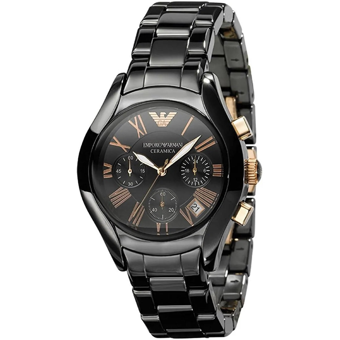Emporio Armani AR1411 women’s black ceramic watch with black dial