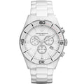 Emporio Armani AR1424 Leo white ceramic watch front view with white dial