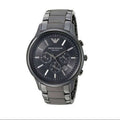 Emporio Armani AR1451 Ceramica black ceramic chronograph watch front view with black dial