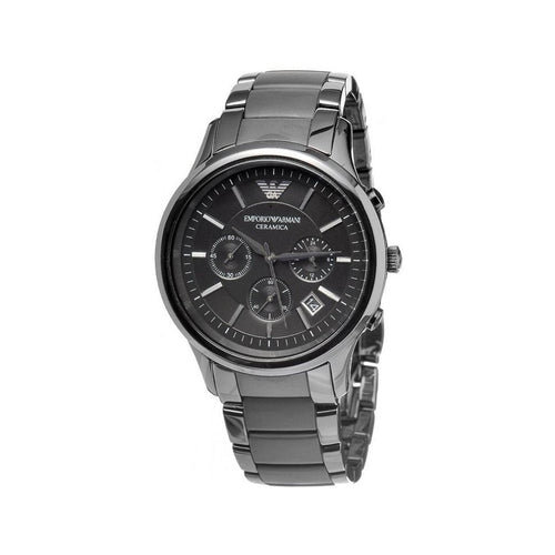 Emporio Armani AR1452 Ceramica black ceramic watch front view with black dial