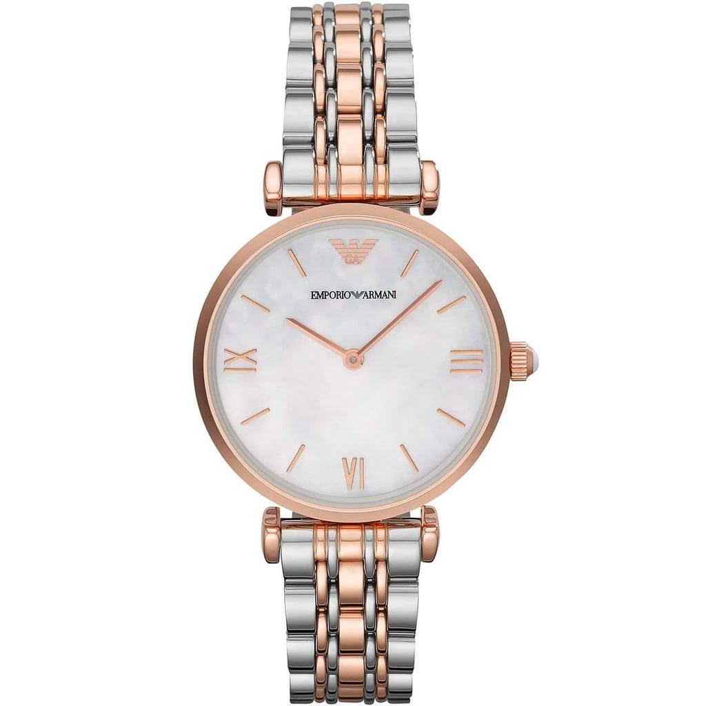 Emporio Armani AR1683 Gianni T-Bar two-tone watch front view