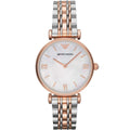 Emporio Armani AR1683 Gianni T-Bar two-tone watch front view
