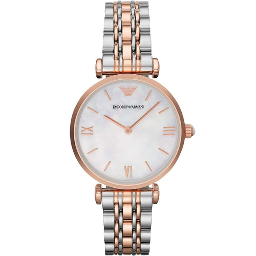 Emporio Armani AR1683 Gianni T-Bar two-tone watch front view