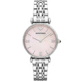 Emporio Armani AR1779 Gianni T-Bar women’s watch front view with pink dial