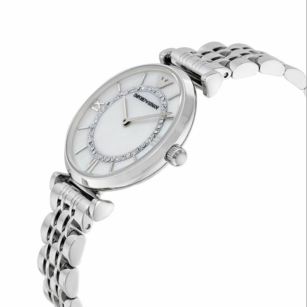 Emporio Armani AR1908 silver watch angle shot