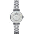 Emporio Armani AR1908 Gianni T-Bar silver watch front view with mother-of-pearl dial