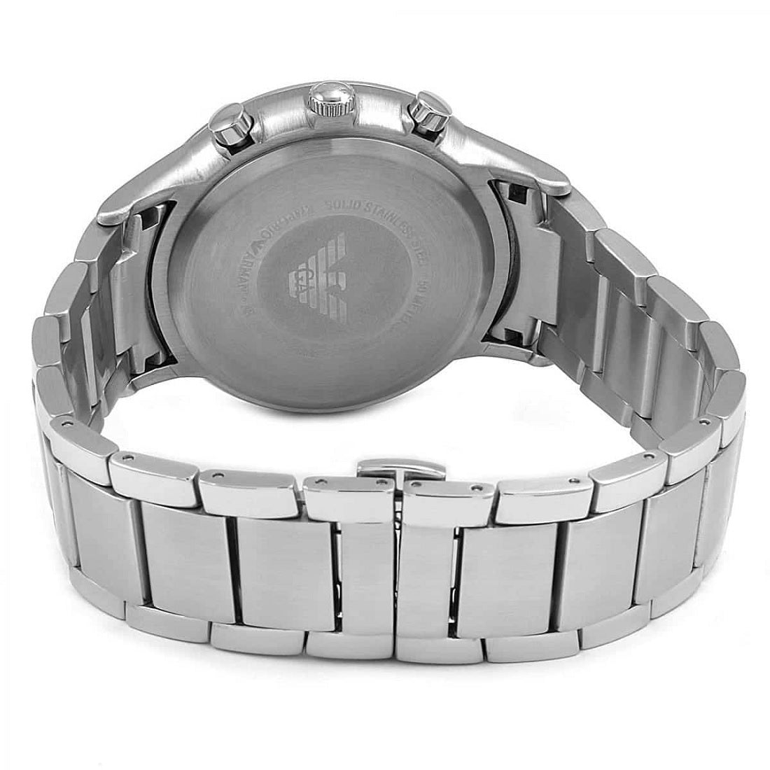 Emporio Armani AR2448 silver blue watch caseback view