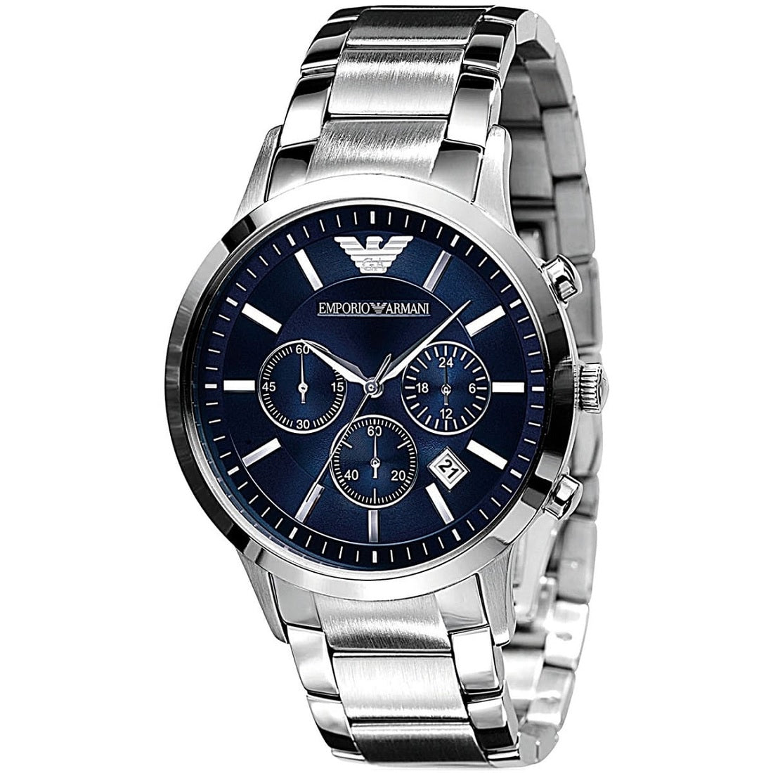 Emporio Armani AR2448 blue dial Renato watch close-up