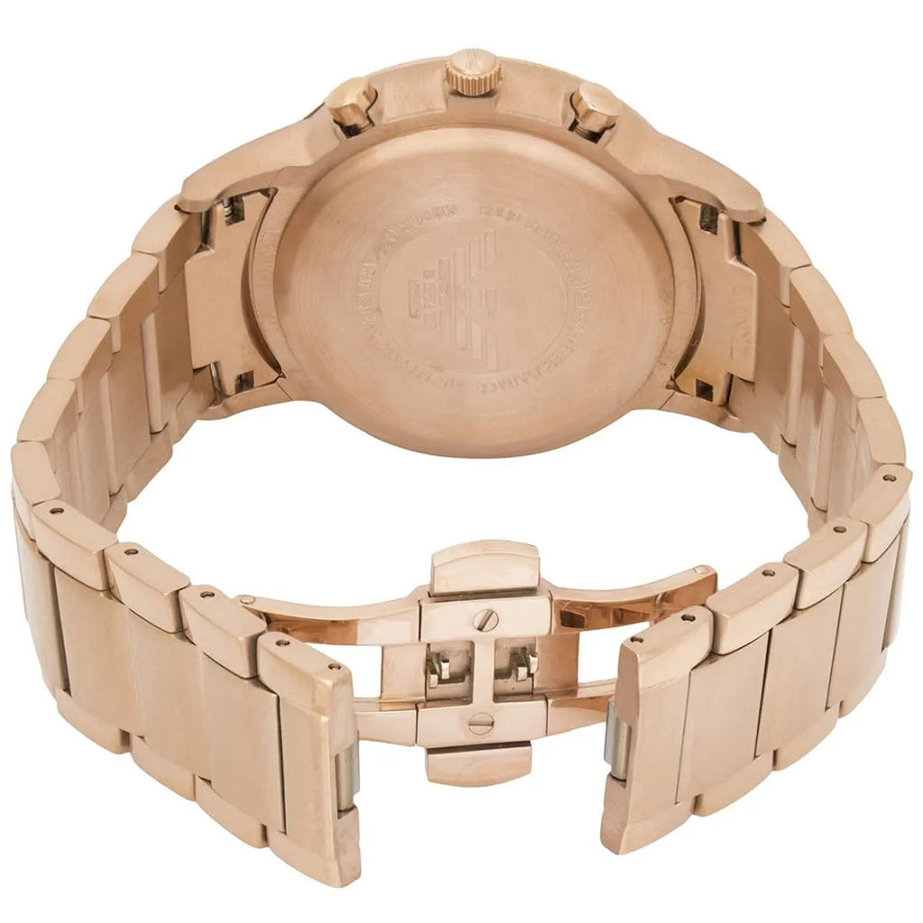 Emporio Armani AR2452 rose gold watch caseback view