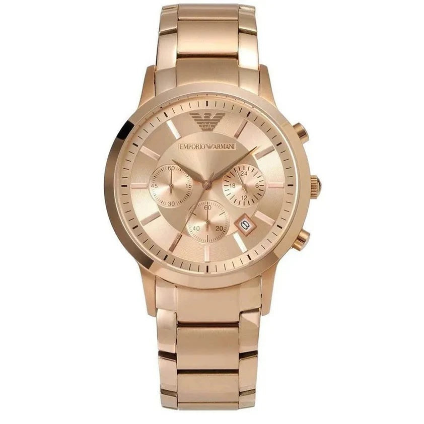 Emporio Armani AR2452 Renato rose gold chronograph watch front view