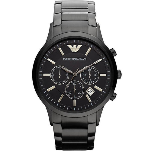 Emporio Armani AR2453 Renato blackout watch front view with black dial