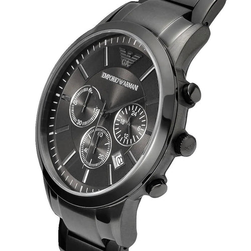 Emporio Armani AR2454 grey dial stainless steel watch close-up