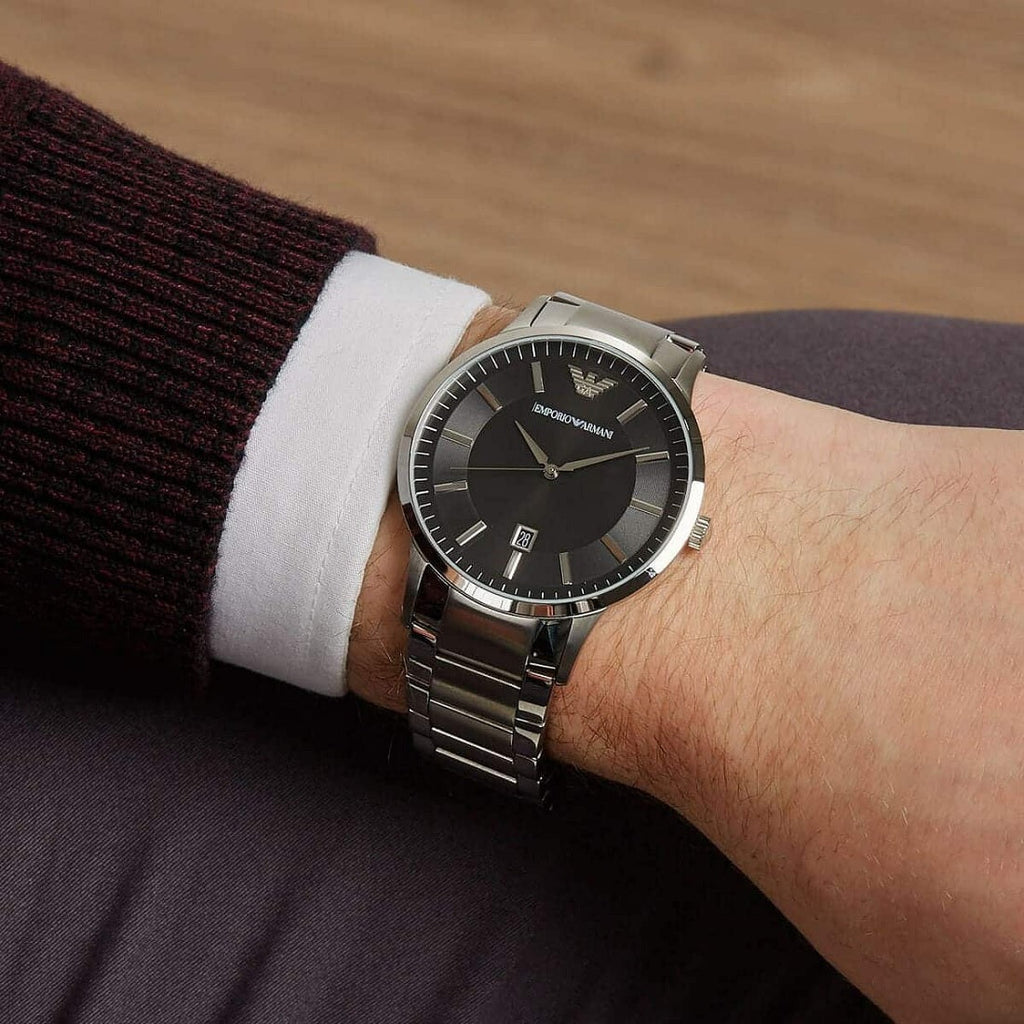 Emporio Armani AR2457 black dial watch on wrist
