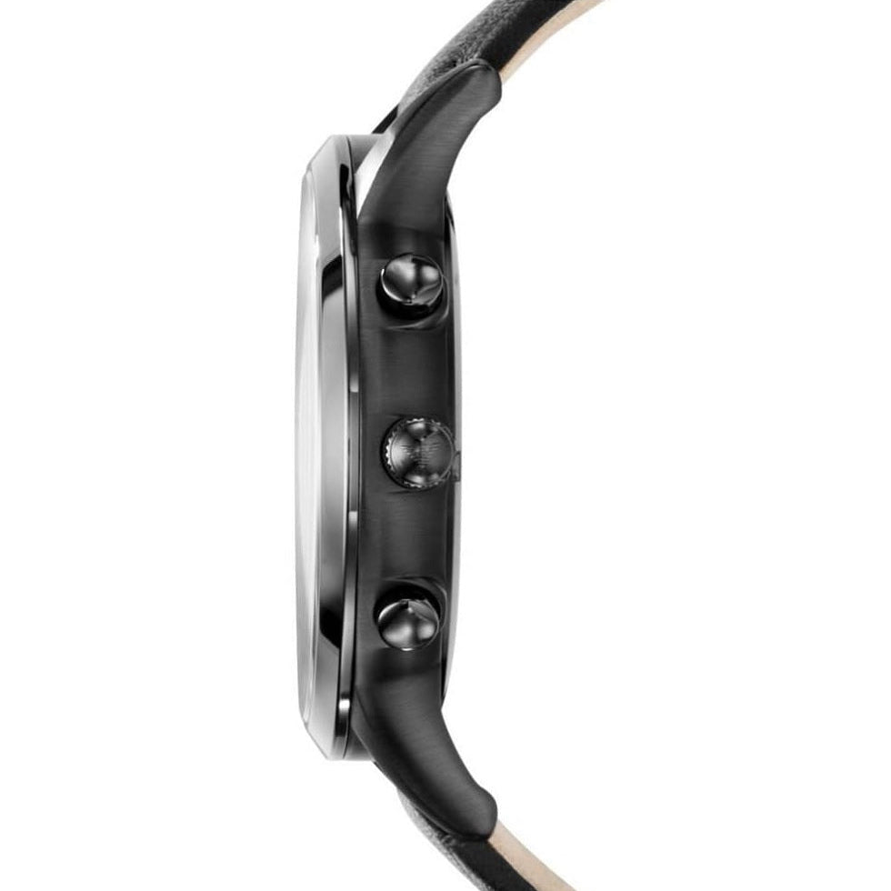 Emporio Armani AR2461 black leather strap watch side view