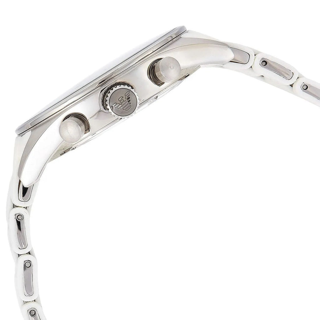 Emporio Armani AR5859 white strap watch side profile