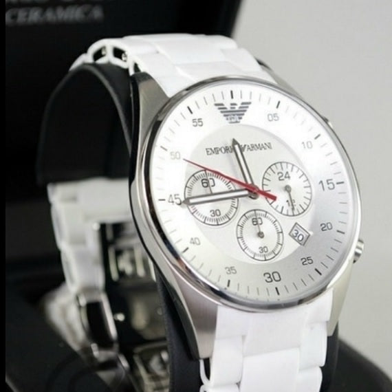Emporio Armani AR5859 watch on branded display box