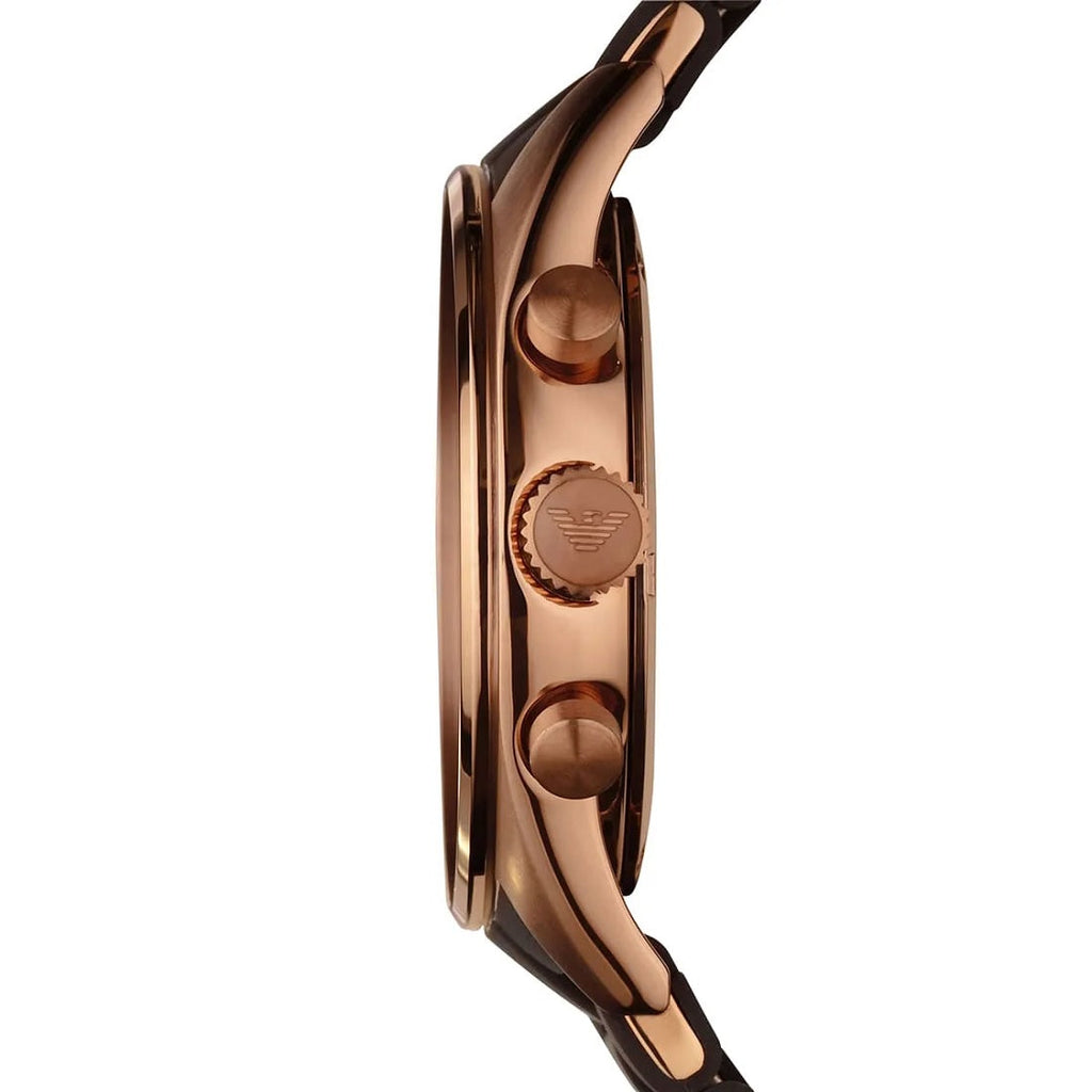 Emporio Armani AR5890 brown strap watch side profile
