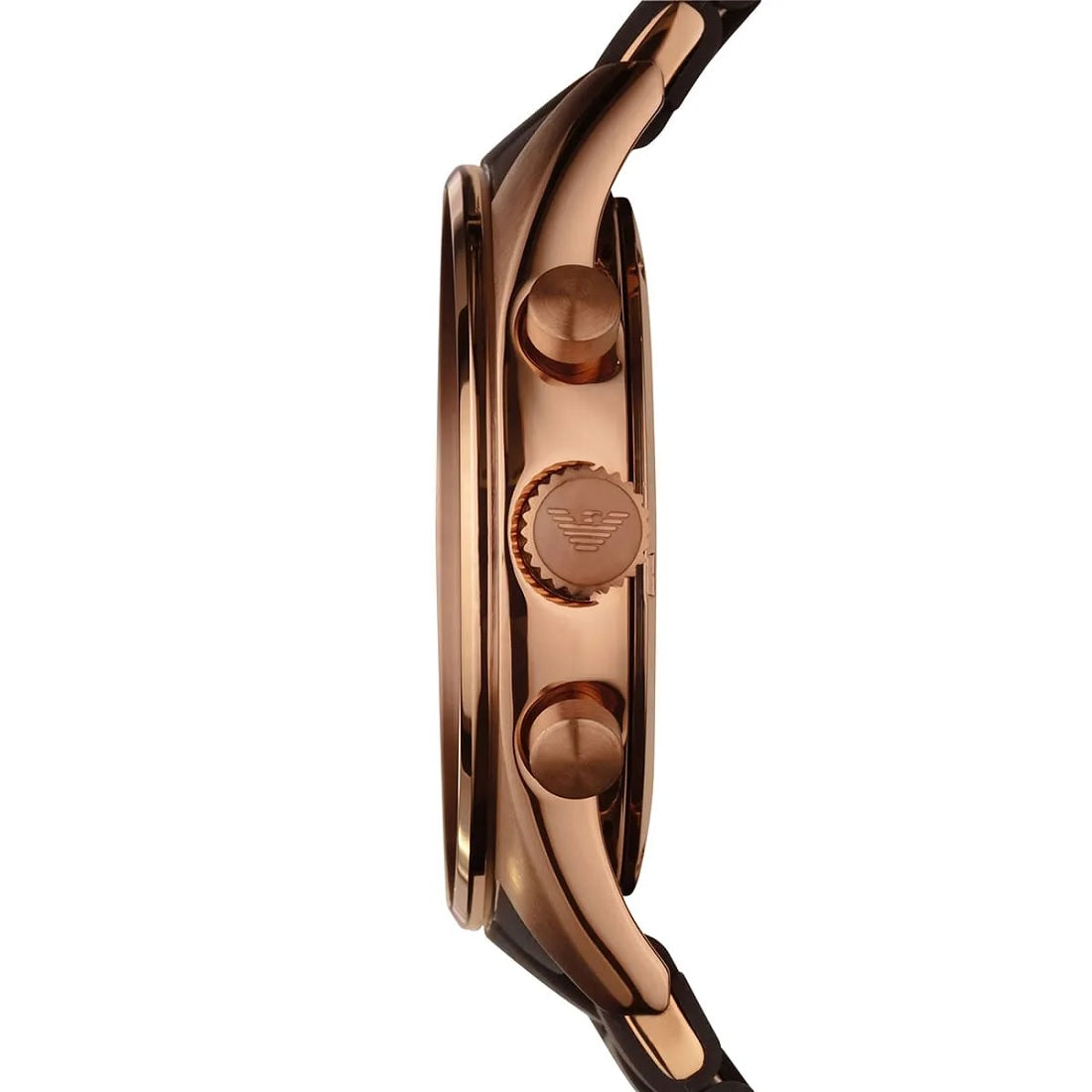 Emporio Armani AR5890 brown strap watch side profile