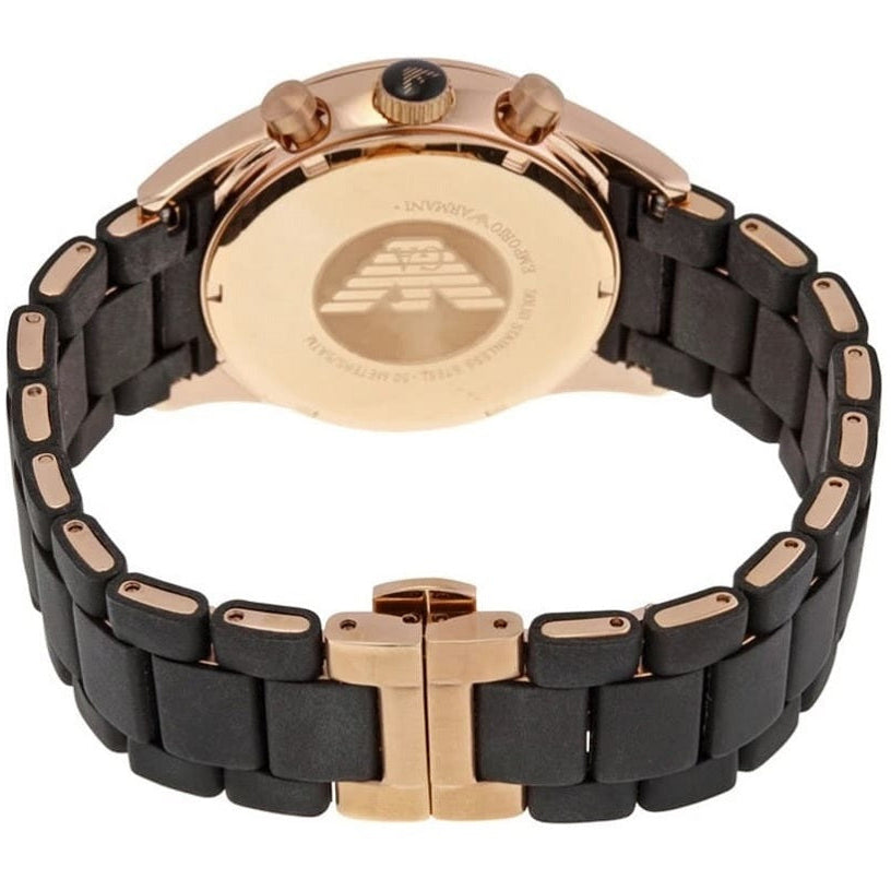 Emporio Armani AR5905 caseback view with black strap