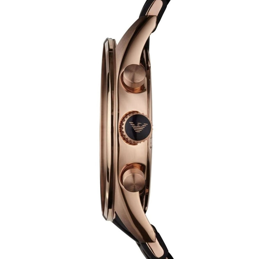 Emporio Armani AR5905 black strap watch side profile
