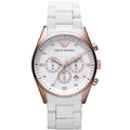 Emporio Armani AR5919 Sportivo white dial close-up with gold case