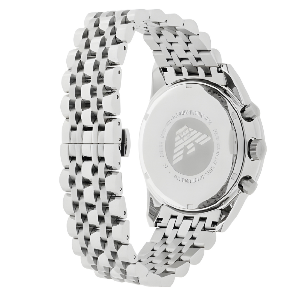 Emporio Armani AR5983 silver strap watch back view