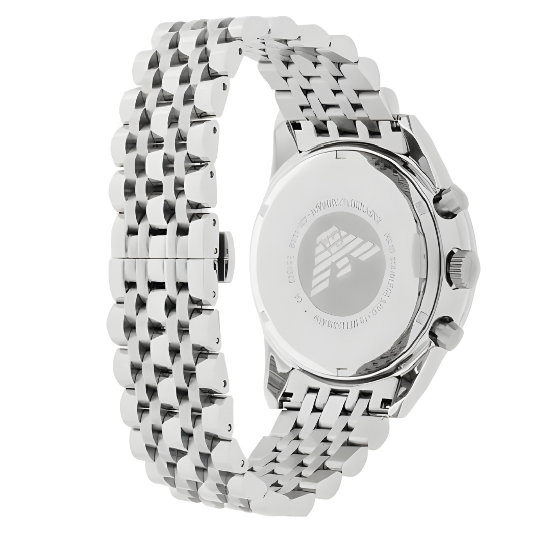 Emporio Armani AR5983 silver strap watch back view