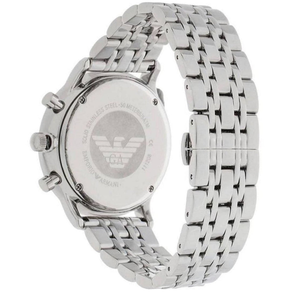 Emporio Armani AR5988 silver strap watch back view