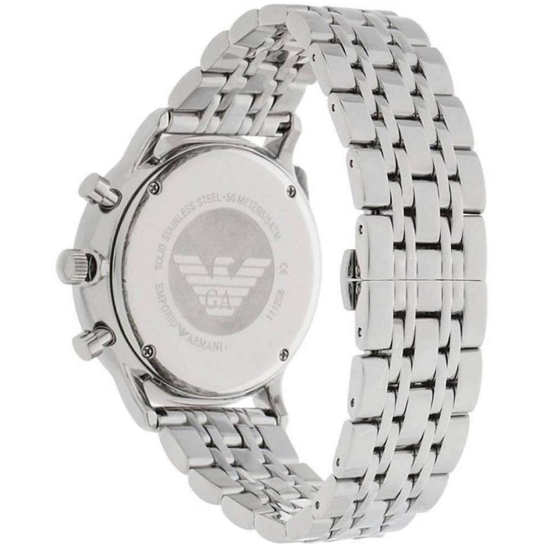 Emporio Armani AR5988 silver strap watch back view