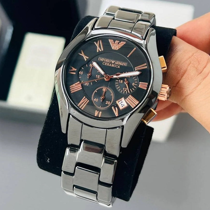 Emporio Armani AR1410 men’s black ceramic chronograph watch
