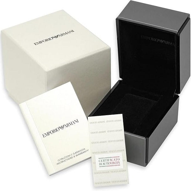 Emporio Armani black logo watch box packaging