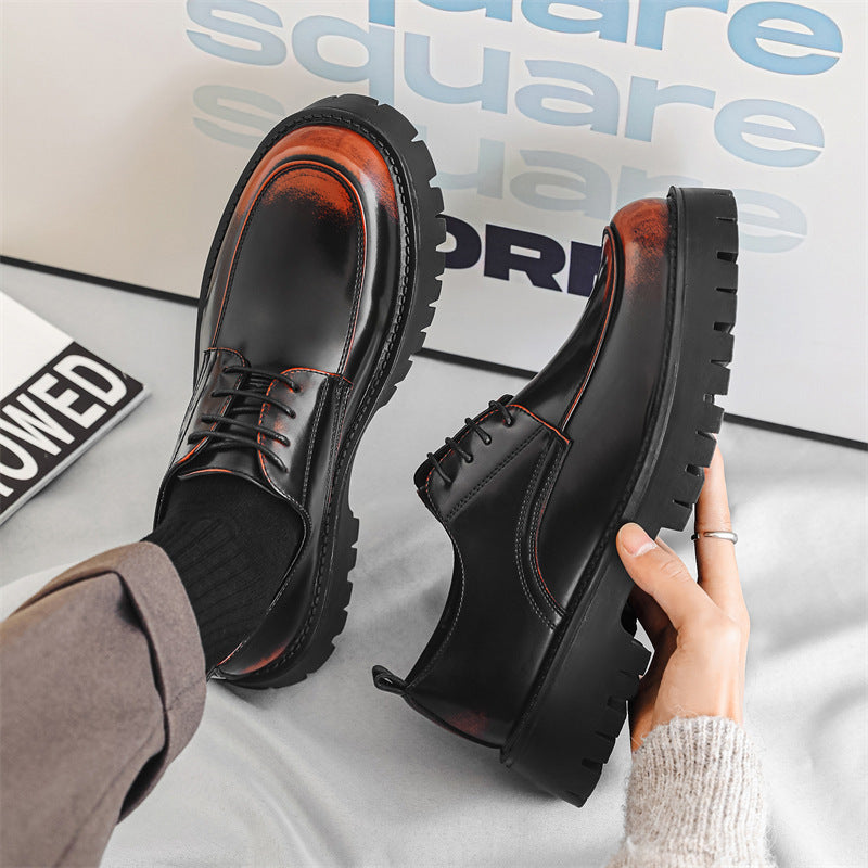 Kenike thick sole leather shoes heel detail