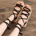 Kenike women's black casual flannel flat sandals variant