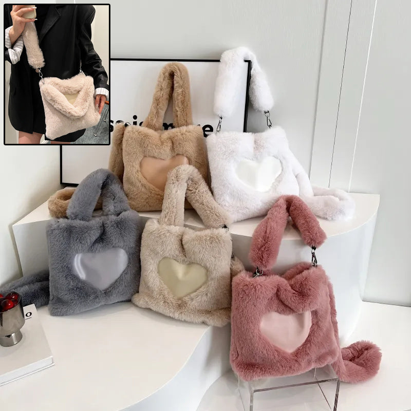 Kenike fluffy top-handle shoulder bag colour options
