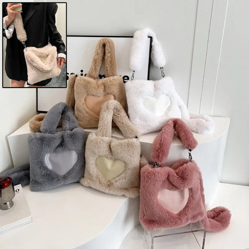 Kenike fluffy top-handle shoulder bag colour options