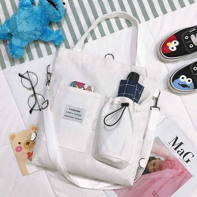 Kenike Harajuku white canvas student shoulder bag variant