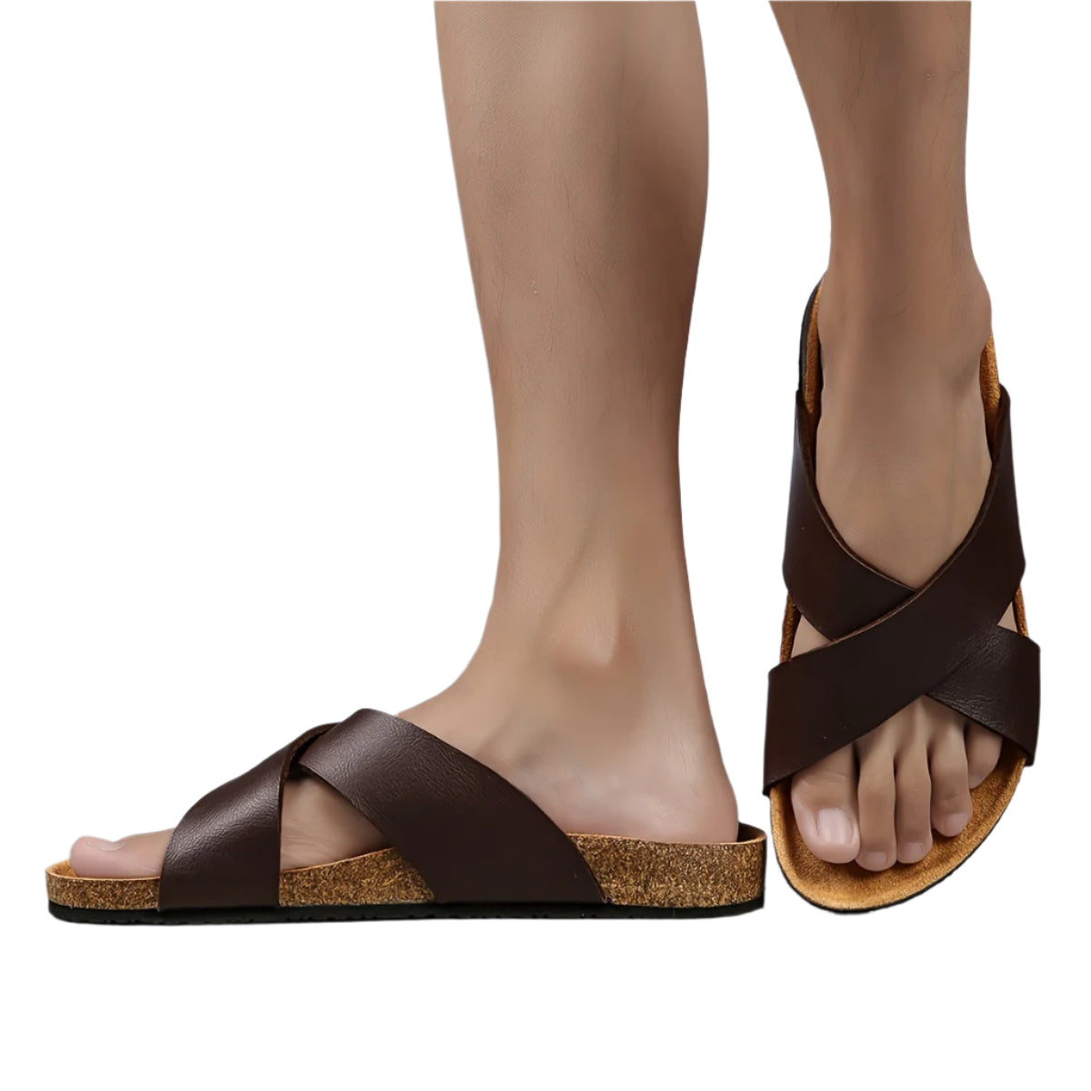 Kenike cross strap cork slides angled view
