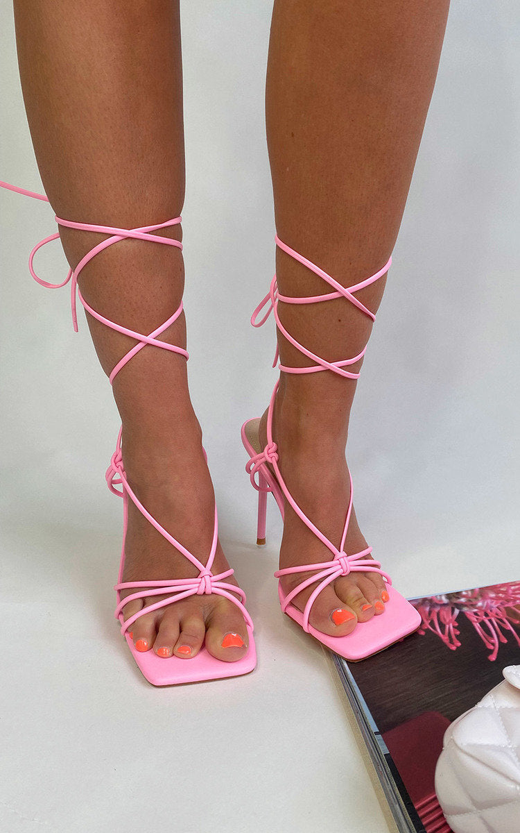Kenike black lace-up heel strap detail