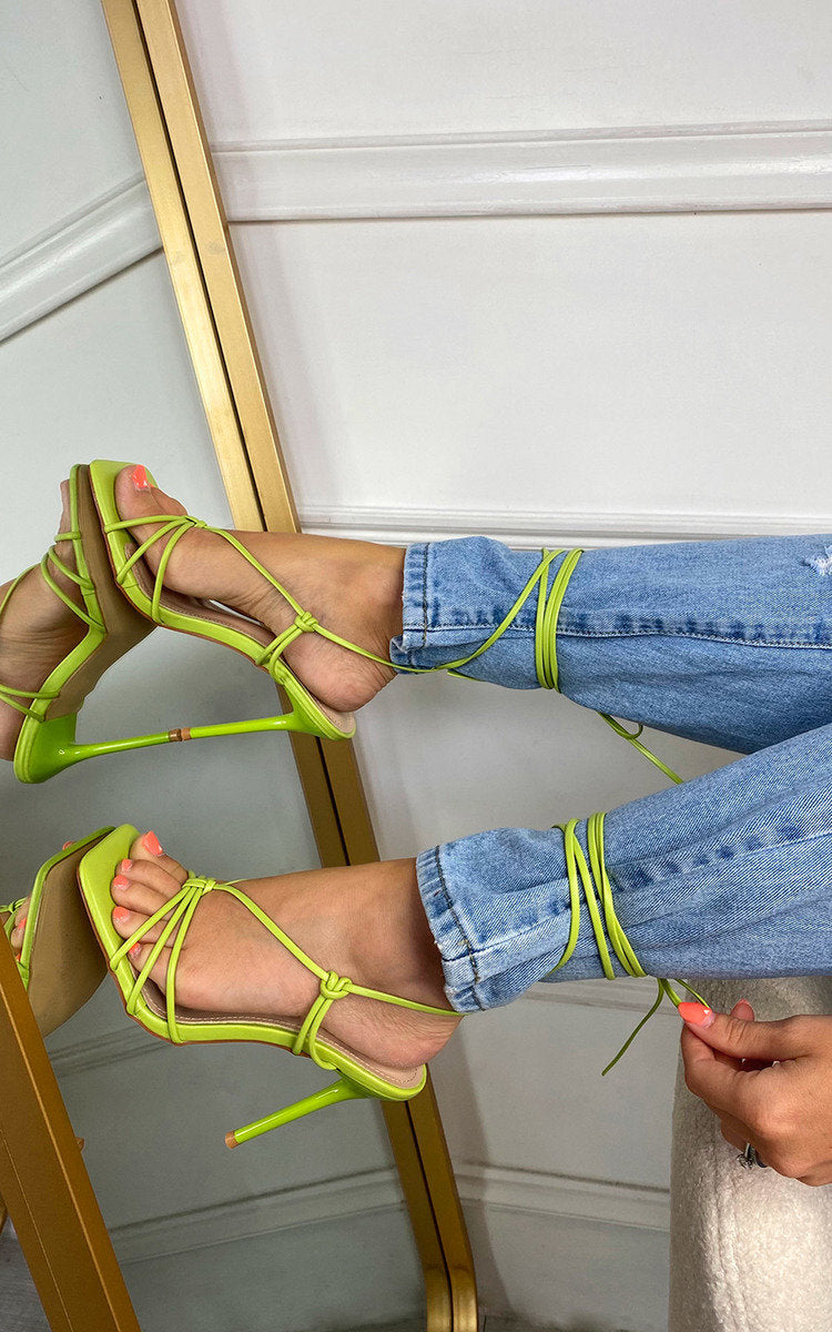 Kenike lime women's lace-up heels variant